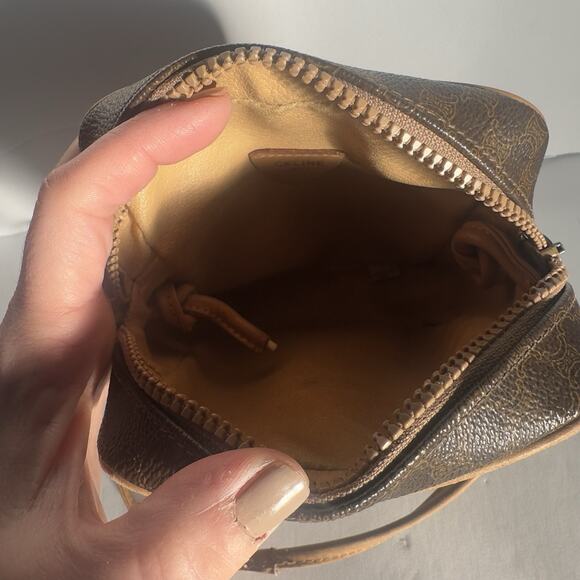 CELINE Macadam 5oc1981 Brown PVC Shoulder Bag Zip Pocket Vintage Authentic - Picture 10 of 12